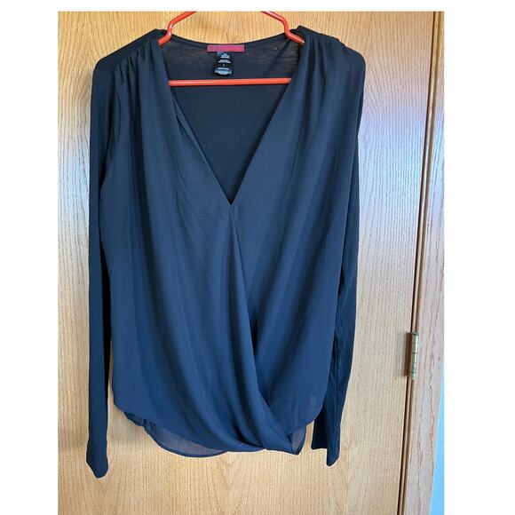 BKE Red, wrap waist V-neck blouse, women's size L - Picture 1 of 4